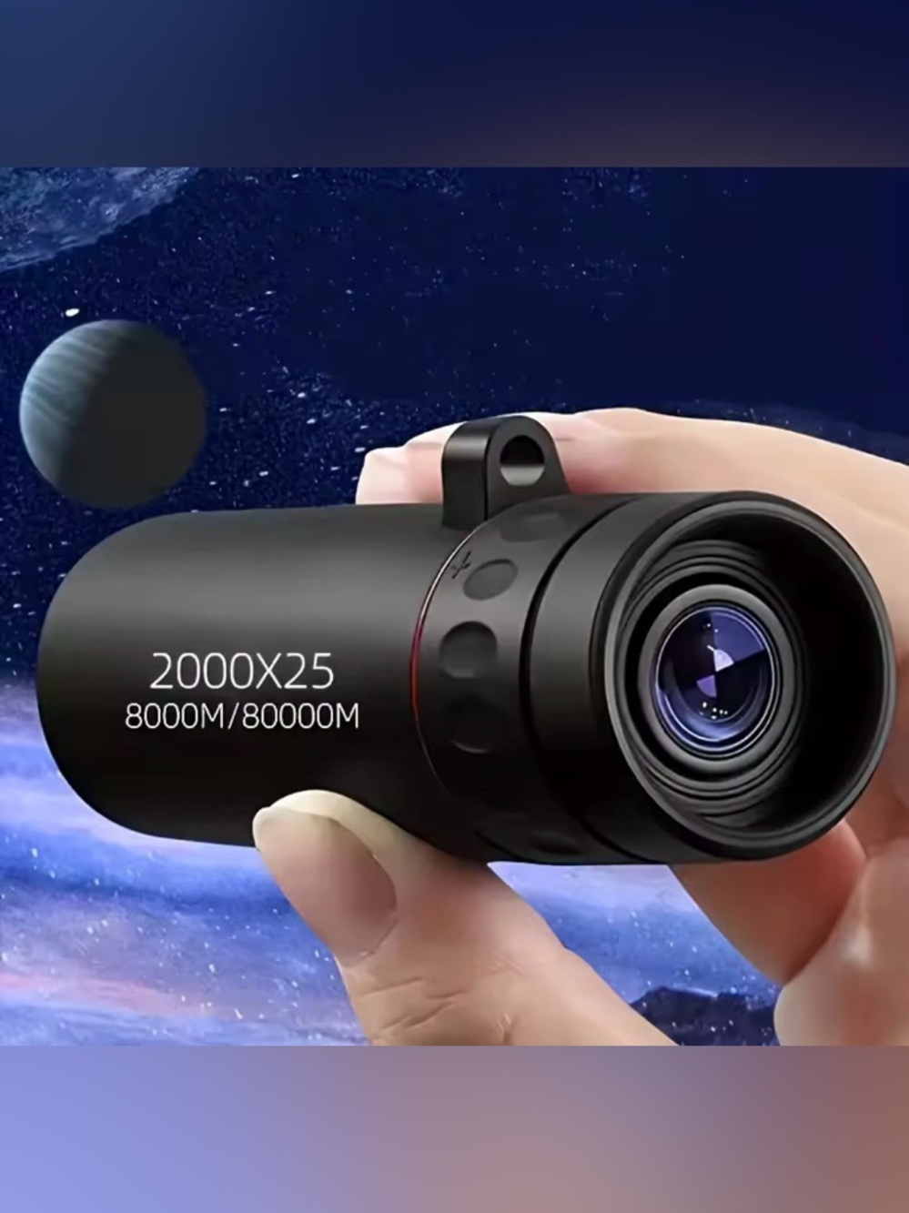 Compact Black Monocular with Red Accent - Picture 5 of 8